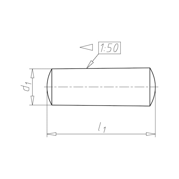 Tapered pin, unhardened DIN 1, plain steel, unhardened, design A (ground) - PIN-TAP-UNHDND-DIN1-A-5X45
