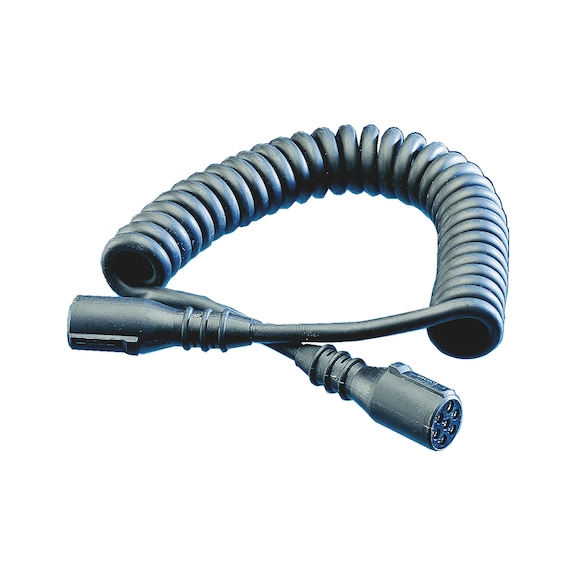 Välikaapeli, spiraali, 7-napainen, 24&nbsp;V muovisilla pistokkeilla - VÄLIKAAPELI 24V, SPIRAALI