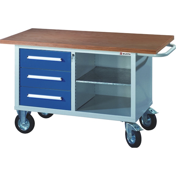 BASIC RWB 2 wheeled workbench With drawers for versatile daily use in the workshop - WWB-MOB-BASIC-RWB2-3DW