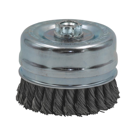 Wire cup brush Knotted stainless steel with M14 connecting thread - CPBRSH-AG-A2-80MM-M14