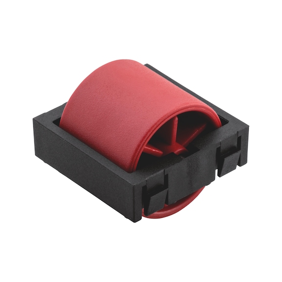 Roller unit plastic R28 - ROLLUNT-PA-RED/BLCK-D28-33X33MM