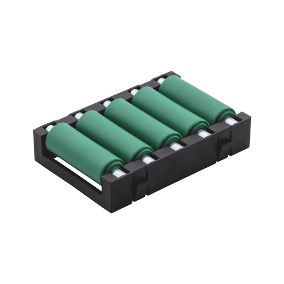 Roller element, plastic R9 - ROLLUNT-PA-GRN/BLCK-D9-50X33MM