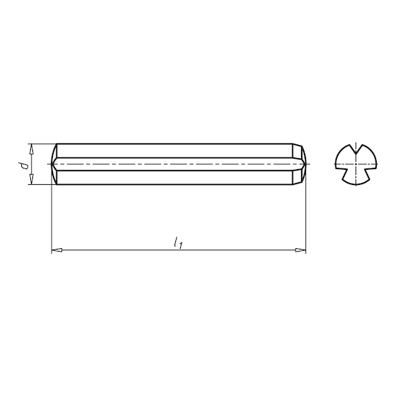 Grooved cylindrical pin with chamfer ISO 8740, A1 stainless steel - PIN-CYLGRVD-BVL-ISO8740-A1-10X65