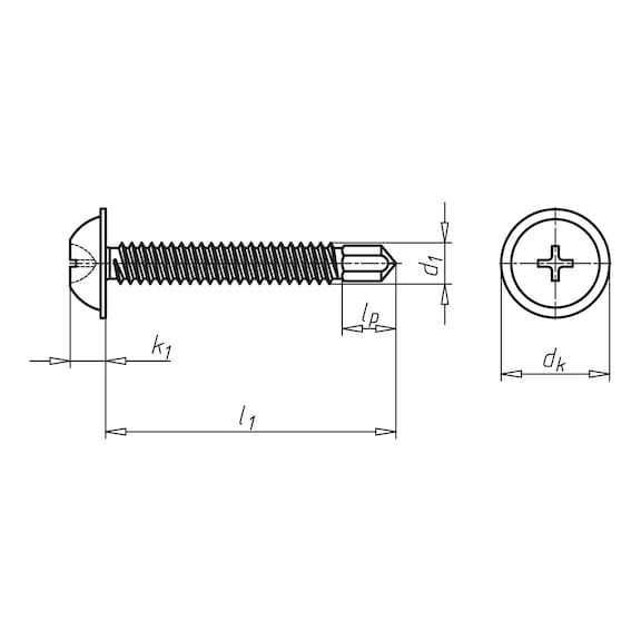 Drilling screw, pan head with collar and H cross recess pias<SUP>®</SUP> - SCR-DBIT-PANHD-FLG-H2-(ZFBM)-4,2X19