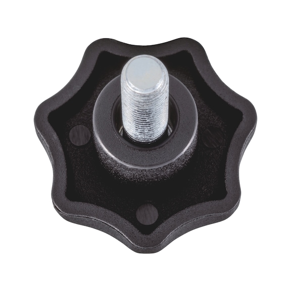 Maniglia A Stella DIN 6336 B 25 M5x30 - Acciaio Zincato, Termoindurente, WTB