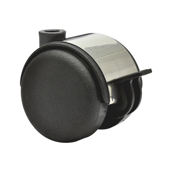 M&ouml;beldoppelrolle hart mit Schirm und Feststeller - MOEBLDPROLL-HART-(CR)-FST-D50-50KG