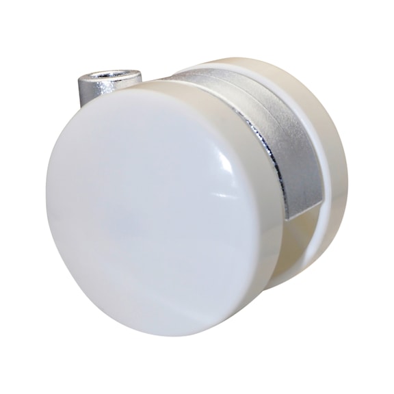 Hard, shiny twin wheel furniture castor - TWINFRNCSTR-HARD-WHITE-GLOSSY-D50-50KG