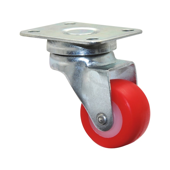 Swivel machinery castor With signal colour red - SWIVMACSTR-SCRONPLT-RED-D30-30KG