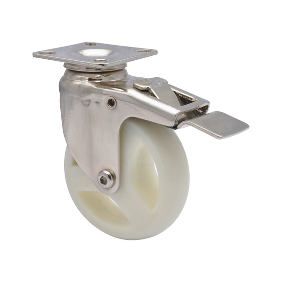 Roulette de machine pivotante 3S rigide avec frein - SWIVMACSTR-3S-DESIGN-LOK-PP-D75-70KG