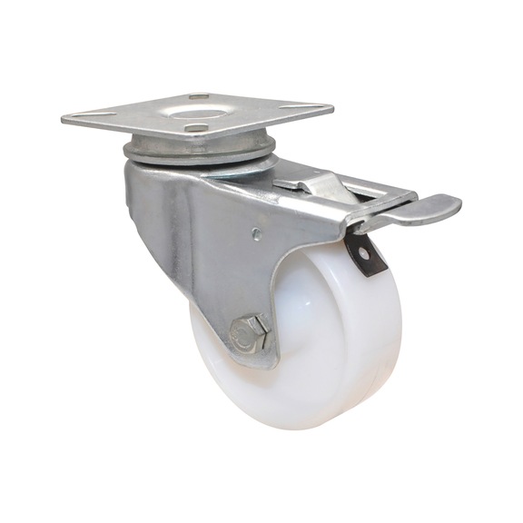 Swivel machinery castor Hard with small plate and locking device - SWIVMACSTR-(SML PLT)-LOK-PP-D63-50KG