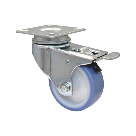 Roulette pivotante pour appareil Ultra-souple - SWIVMACSTR-(SML PLT)-SOFT-LOK-D63-50KG