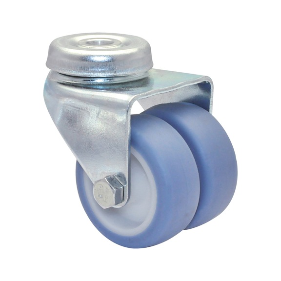 Ultra-soft twin wheel swivel machinery castor - TWINSWIVMACSTR-ECO-SOFT-D50-50KG