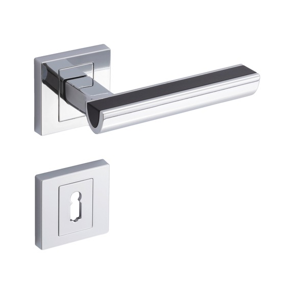 Poignée de porte ZD Nuevo, béquille double sur rosace - TD-ZD-NUEVO-ROS-BB-(CR)-SCHWARZ