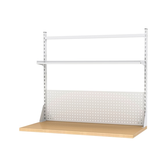 Réhausse avec panneau perforé pour établi - jeu 3 - 1500x1270x50 mm - gris clair RAL 7035