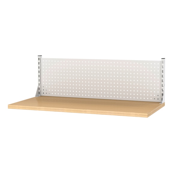Réhausse avec panneau perforé pour établi - jeu 1 - 1500x470x50 mm - gris clair RAL 7035