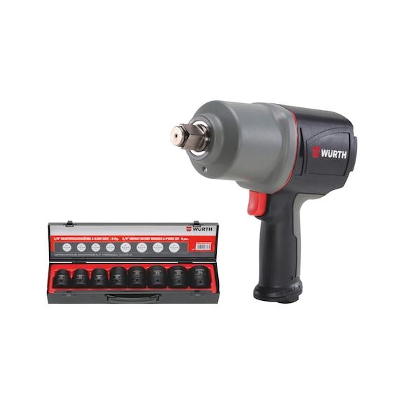 Impact wrench 3/4 inch Premium set - IMPWRNCH-PN-(DSS-3)-IMPSKTWRNCH-SET-9P