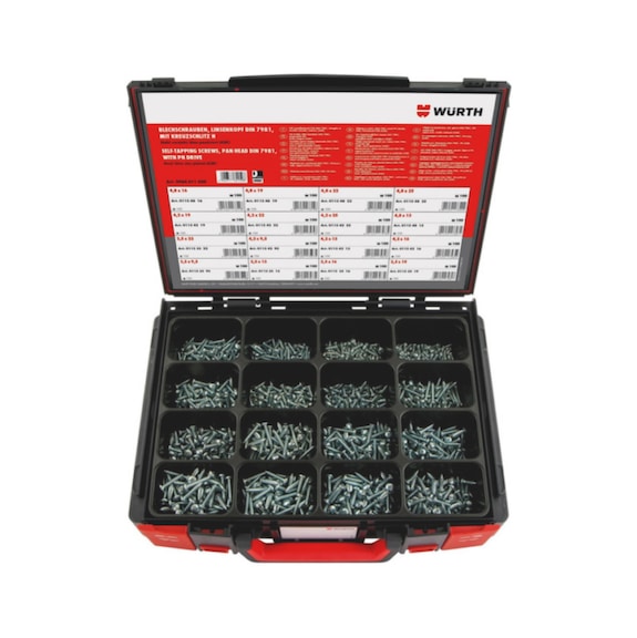 Assortimento di viti autofilettanti a testa cilindrica bombata 1.875 pz in valigetta 4.4.1