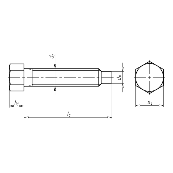 Hexagonal bolt with pin and small hexagon DIN 561, blue passivated zinc plated 8.8 steel (A2K) - SCR-HEX-DIN561-8.8-WS30-(A2K)-M24X70