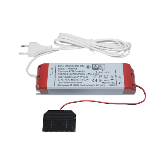 LED transformer 12 V LED-T-12-1 - TRAFO-LED-(T-12-1)-12V-60W-L180XW52XH30