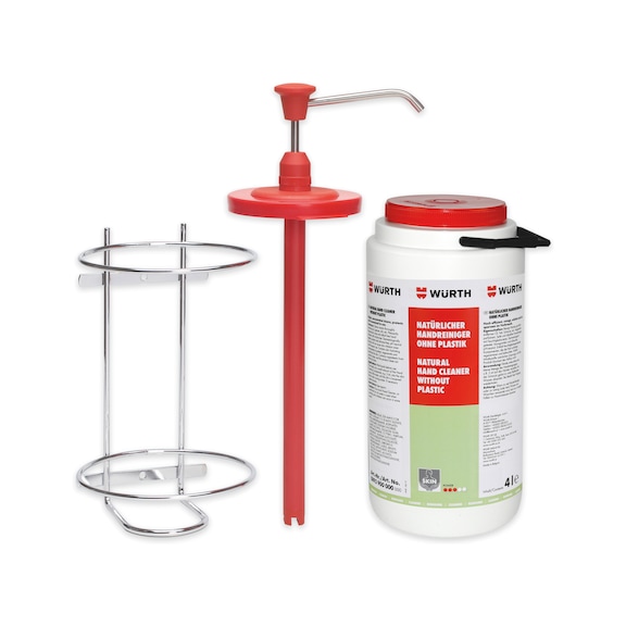 Natural hand cleaner, plastic-free - 4 X HAND CLEANER AND 1 X DISPENSER