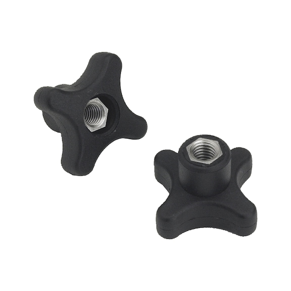 Cross handle with continuous insert nut - CRSHNDL-40-BLCK-THRGHO-INRT-A1-M10