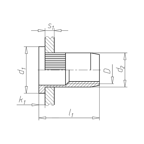 20x Würth Einnietmutter 16mm x 6,9 Loch x M5