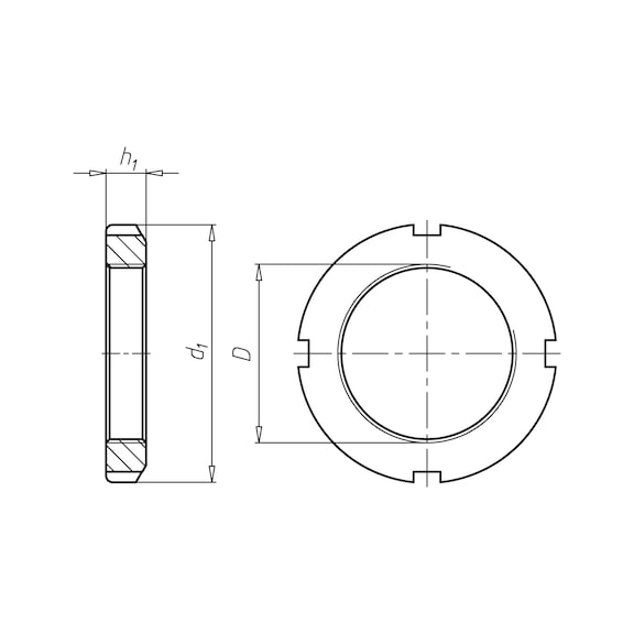 Kroonmoer DIN 981, staal, blank, voor spanbus - 2