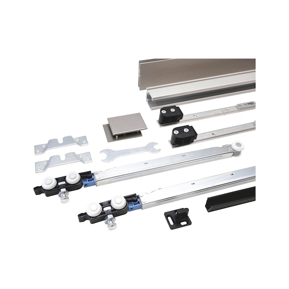 Zimmerschiebet&uuml;rbeschlag-Set SCHIMOS 80-HS-D, MB f&uuml;r die Deckenmontage bei Holzt&uuml;ren - SHIEBTRBSHLG-SCHIMOS80HSD-MBA2-BD-2000