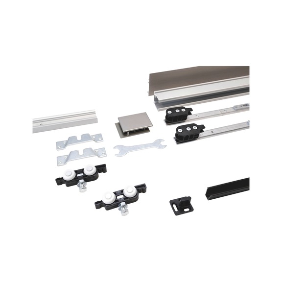 Zimmerschiebet&uuml;rbeschlag-Set SCHIMOS 80-HS-W, MB f&uuml;r die Wandmontage bei Holzt&uuml;ren - SHIEBTRBSHLG-SCHIMOS80HSW-MBA2-OD-2000