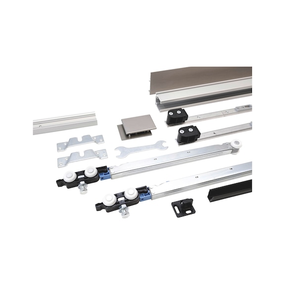 Zimmerschiebet&uuml;rbeschlag-Set SCHIMOS 80-HS-W, MB f&uuml;r die Wandmontage bei Holzt&uuml;ren - SHIEBTRBSHLG-SCHIMOS80HSW-MBA2-BD-3000