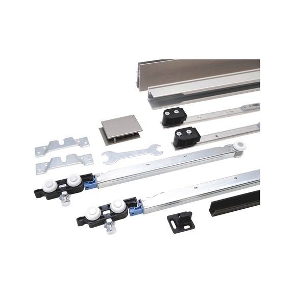 Zimmerschiebet&uuml;rbeschlag-Set SCHIMOS 80-HS-DR, MB f&uuml;r die Deckenmontage bei Holzt&uuml;ren - SHIEBTRBSHLG-SCHIMOS80HSDR-MBA2-BD-3000