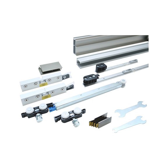 SCHIMOS 80-GS-D, MB interior sliding door fitting set for ceiling mounting with glass doors - SLIDDRFITT-SCHIMOS80GSD-WCA2-SD-3000