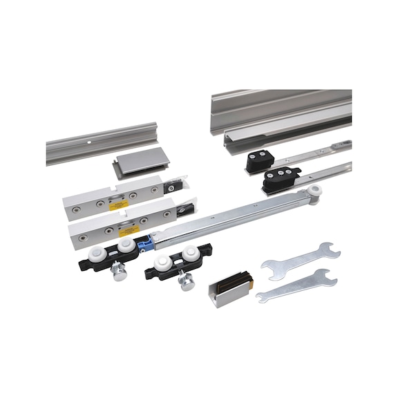 Zimmerschiebet&uuml;rbeschlag-Set SCHIMOS 80-GS-WR, MB f&uuml;r die Deckenmontage bei Glast&uuml;ren - SHIEBTRBSHLG-SCHIMOS80GSWR-MBSI-ED-3000