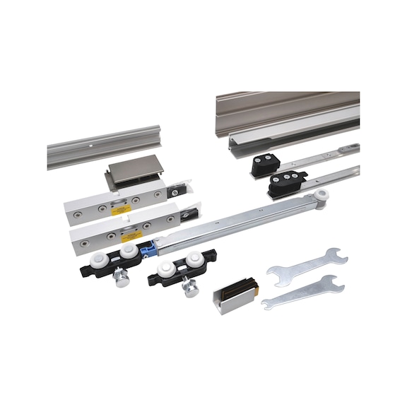 Zimmerschiebet&uuml;rbeschlag-Set SCHIMOS 80-GS-WR, MB f&uuml;r die Deckenmontage bei Glast&uuml;ren - SHIEBTRBSHLG-SCHIMOS80GSWR-MBA2-ED-2000