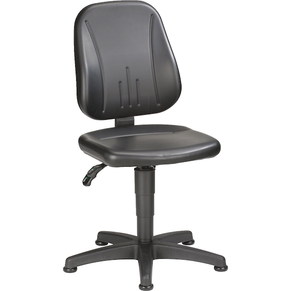 Swivel work chair ERGO with synthetic leather and ergonomic backrest - ERGO-STUHL-GLEITER-K.LEDER-SCHW
