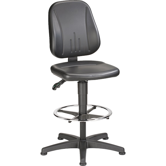 Swivel work chair ERGO with synthetic leather and ergonomic backrest - ERGO-STUHL-GLEITER-F.RING-K.LEDER-SCHW