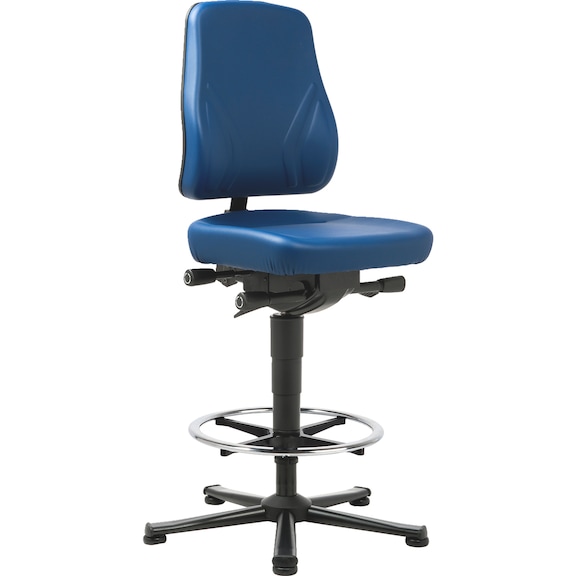 Swivel work chair All-In-One - ERGO-STUHL-ALLIN1-GL-F.RING-K.LEDER-BL