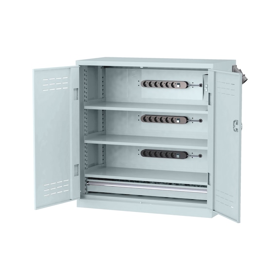 Akkuladeschrank mit Flügeltüren - FLGTRSHRNK-VOLLBL-AKKU-AS11-RAL7035