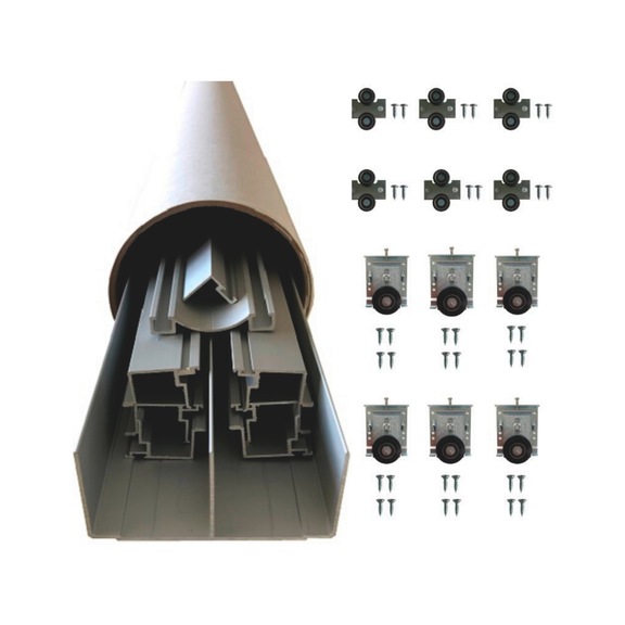 Pack de ferrures pour portes coulissantes de placard TREND - KIT PLACARD 2.5 X 3M 3 VANTAUX ARGENT