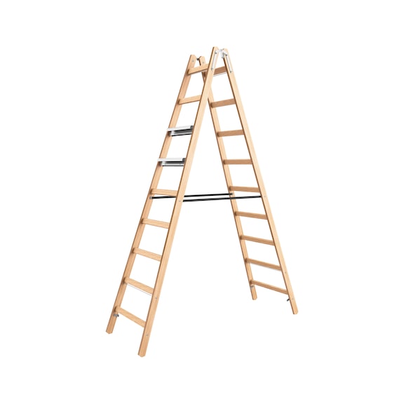 Hybrid ladder, one-sided with aluminium steps - STANDLDR-HYBRID-2X9-(W.1SD-2ALU-STEP)