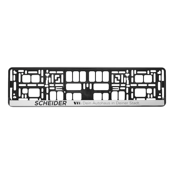 Number plate holder, Basixx completely printed - NPH-COMPL-PLT/STR-SILV-NEG-BASIXX-520MM
