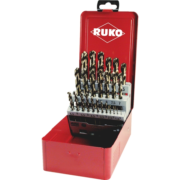 Twist drill bit, metal assortment/set 25&nbsp;pieces Ruko 215215 HSCo DIN 338