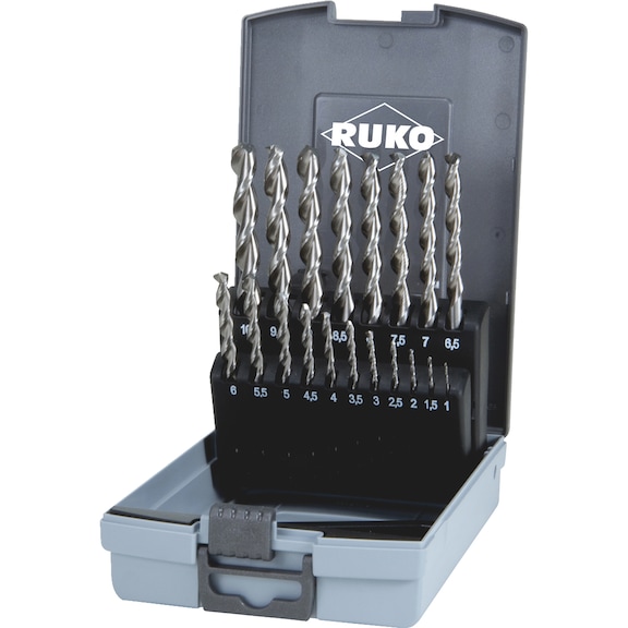 Spiralbohrer Metall Sortiment/Set 19-teilig Ruko 258214 HSS-G DIN 338 - BO-SPRL-RUKO-258214RO-DIN338-(1-10)-0,5