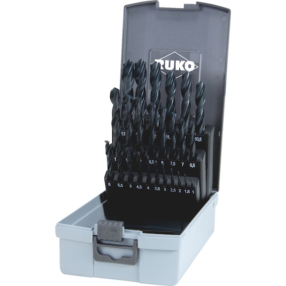Twist drill bit, metal assortment/set 25&nbsp;pieces Ruko 205213 HSS-R DIN 338 - DRL-SPRL-RUKO205213RO-DIN338-(1-13)-0,5