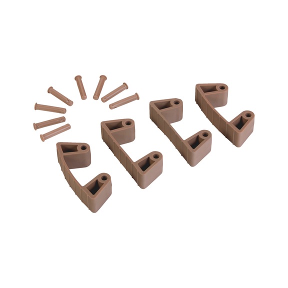 Haken-Set f&uuml;r Wandhalterung - 4GUCLIPS+8STI-ZU-1017+1018-L120MM-BRN