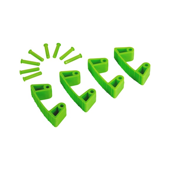 Haken-Set f&uuml;r Wandhalterung - 4GUCLIPS+8STI-ZU-1017+1018-L120MM-LIMETT