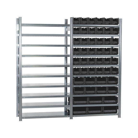 Steckregal Basic f&uuml;r System-Lagerboxen - FACHBDRGL-STEB-BASIC-ANBAU-SLB-GR1-/2/3