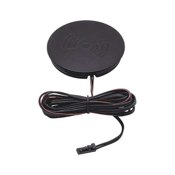 Induktive Ladestation 12V zum kabellosen Laden von Ger&auml;ten mit Induktionsakkus - LADESTA-IND-SICHTBAR-EINBAU-68MM-SCHW