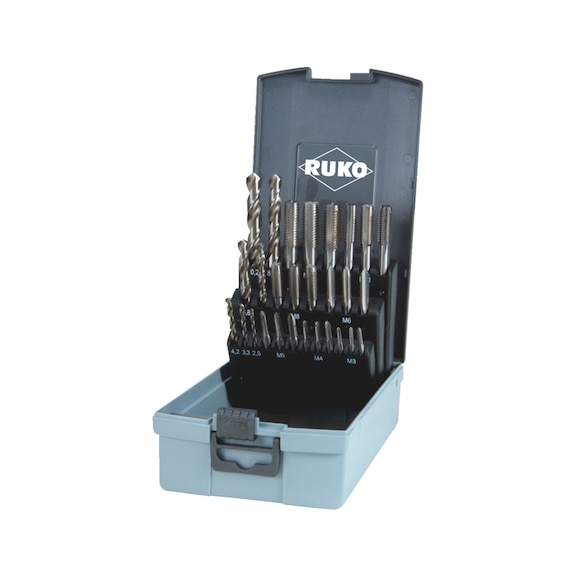Taraud à main, assortiment Coffret de tarauds à main Ruko 28 pièces HSCo DIN 352 - HNDTAP-RUKO-245003ERO-HSSE-CO5-M3-M12