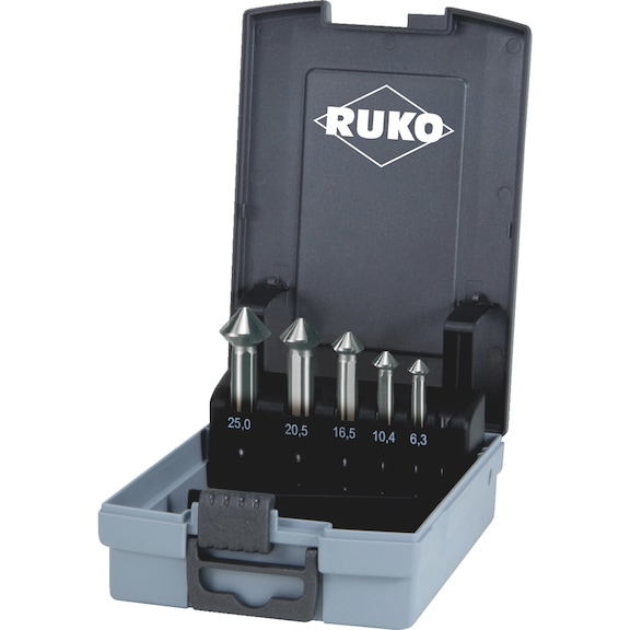 Assortiment de fraises coniques Jeu de fraises coniques Ruko ULTIMATECUT DIN 335 HSCo, 5 pcs. - CNTSNKCONE-RUKO-102791ERO-90G-D6,3-25,0